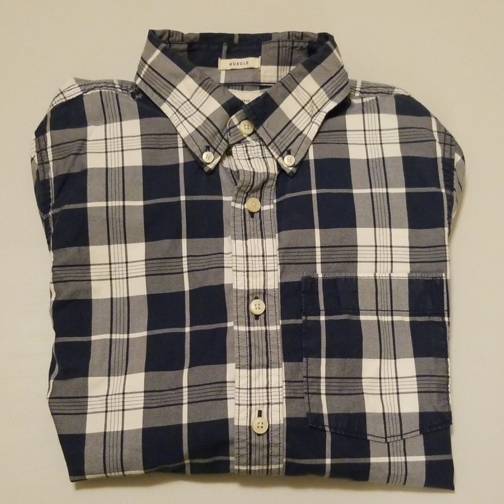 Abercrombie & Fitch Blue Grey White Cotton M Shirt